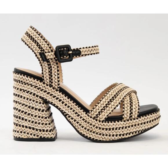 Soda Yara Raffia Braided Platform Heel NWOT - Picture 1 of 5